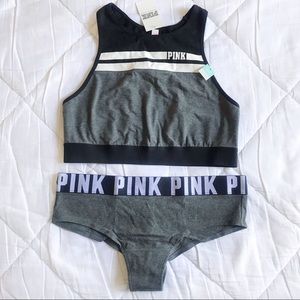 Vs Pink Logo Sports Bra & Panty Set